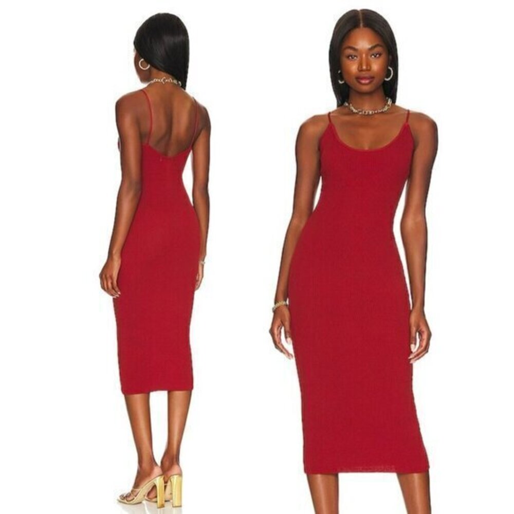 ALL THE WAYS Emma Knit Midi Dress in Burnt Orange